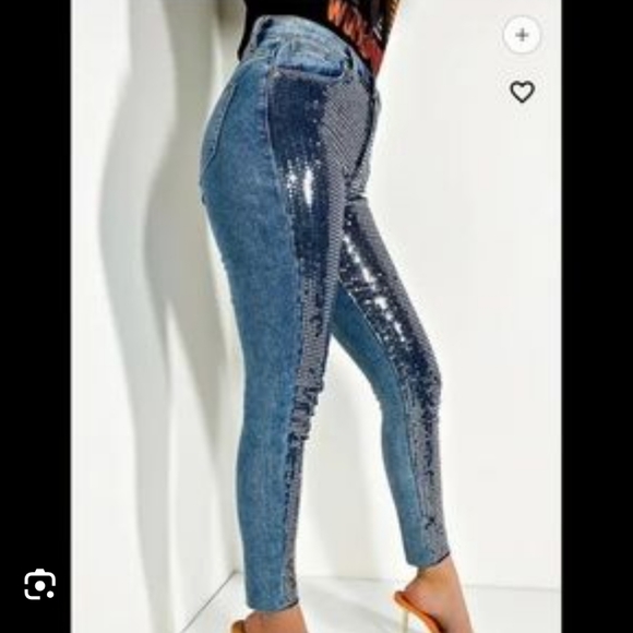 Akira "On Stage" Sequin Skinny Jeans - Picture 3 of 8